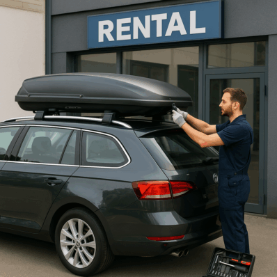 Automobil sa krovnim koferom vozi autoputem – ilustracija potrošnje goriva